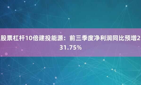股票杠杆10倍　　建投能源：前三季度净利润同比预增231.75%